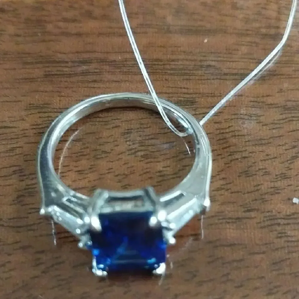 Unlisted Silver Ring with Blue Gemstone